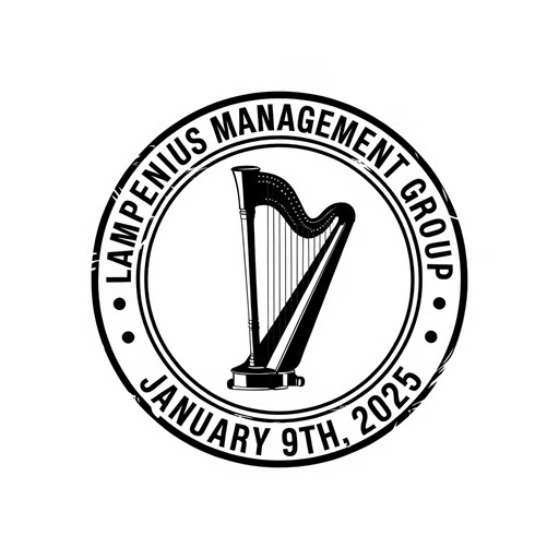 Management group seal with a harp symbol generated stamp output