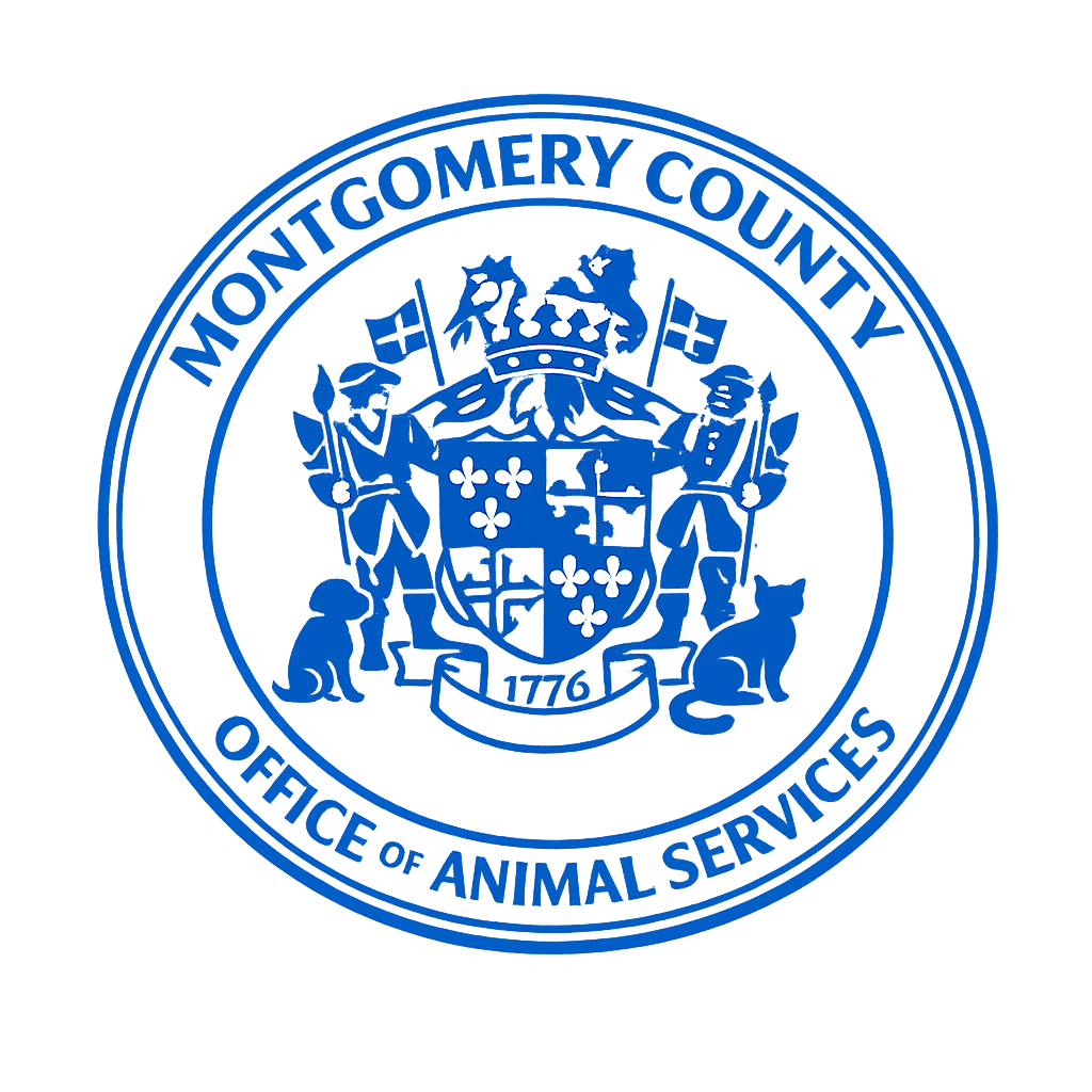 Blue round official seal of the animal services department