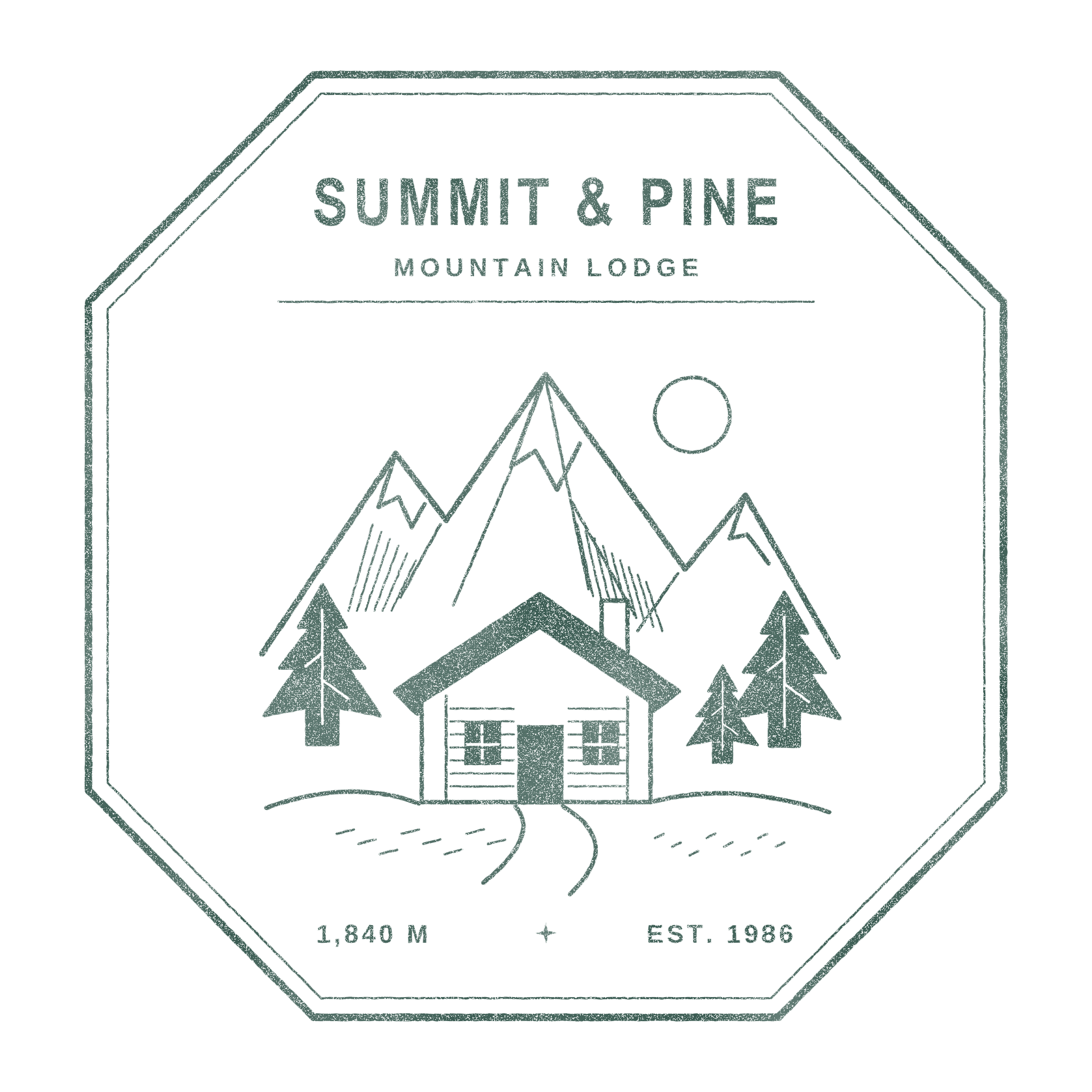 AI stamp maker example: Mountain lodge stamp