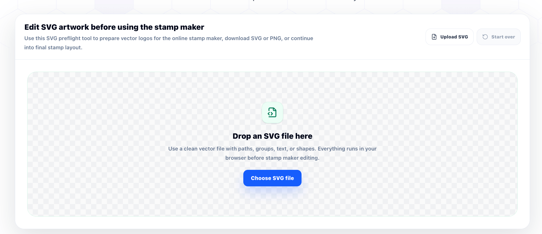 SVG to stamp online layer upload and preview
