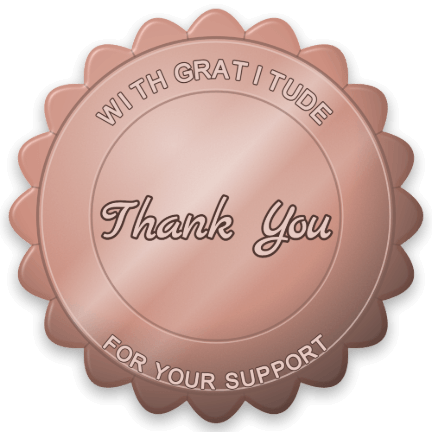 Rose gold foil thank you seal with a scalloped edge