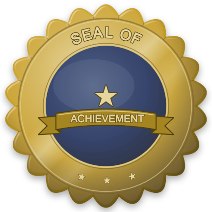 Blue and gold seal of achievement