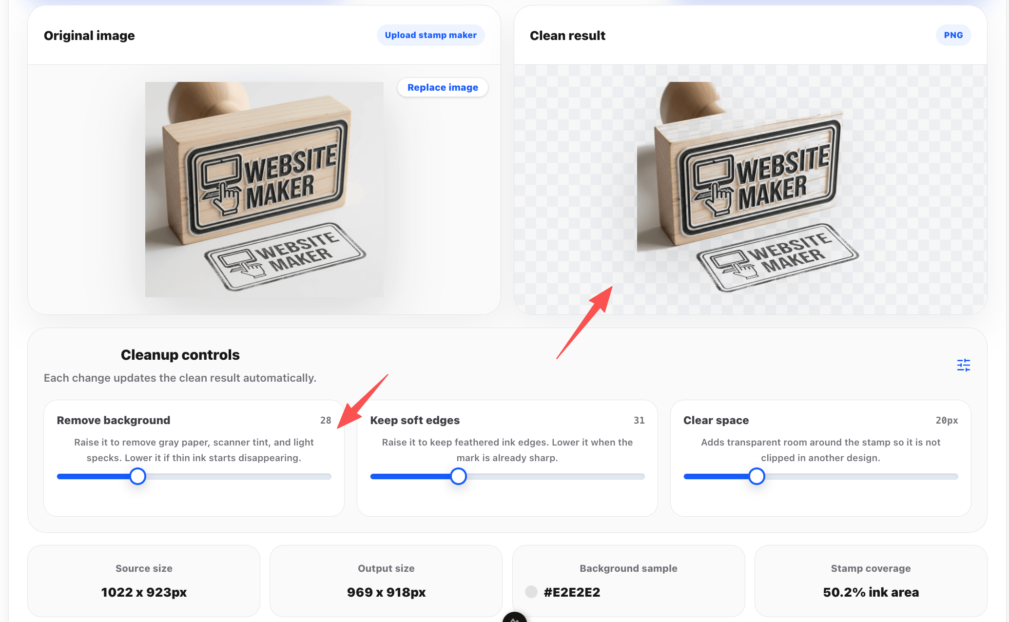 Upload stamp maker online transparent PNG review controls